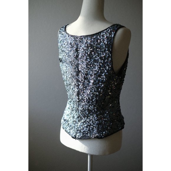 Stunning Silver Sequin Tank by Sean Collection - Picture 3 of 4